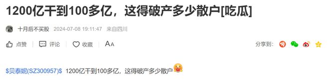 阐述(2024年白小姐开奖结果)从千亿市值到不足 200 亿，贝泰妮股价暴跌，股民：这得破产多少散户？  第1张